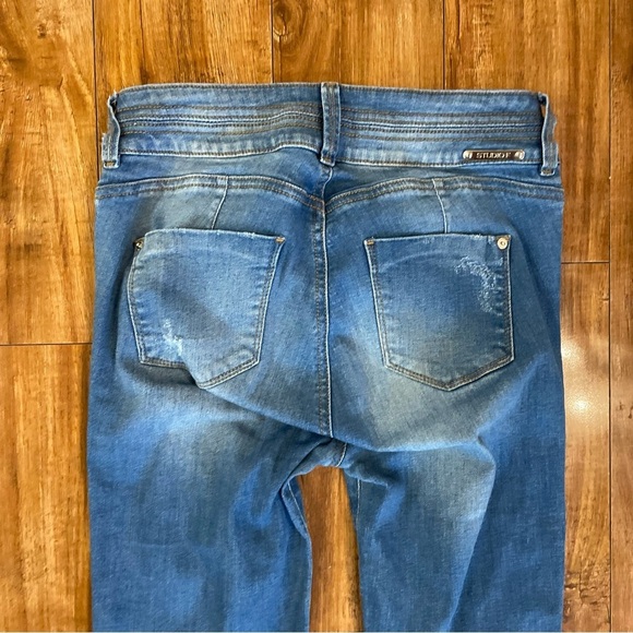 STUDIO F Womens Juniors Blue Skinny Distressed Jeans Size 6 - Picture 11 of 13